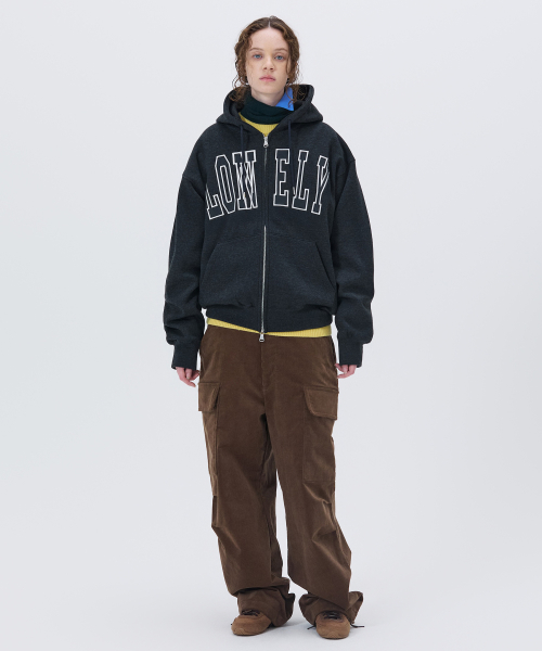 LONELY/LOVELY FLUFF HOODIE ZIP-UP CHARCOAL
