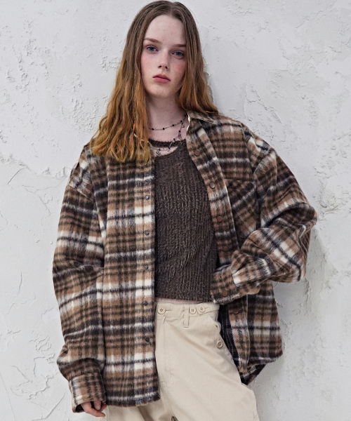 Sanders Check Shirt Jacket BROWN