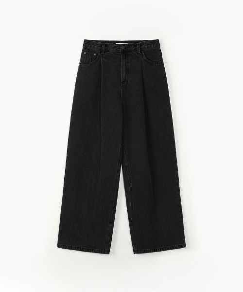 ONE TUCK DENIM PANTS_BLACK