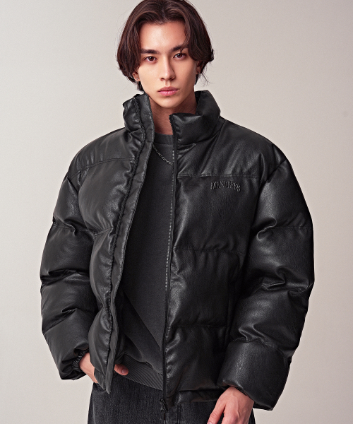 Vintage Art Leather Over-fit пуфер черный