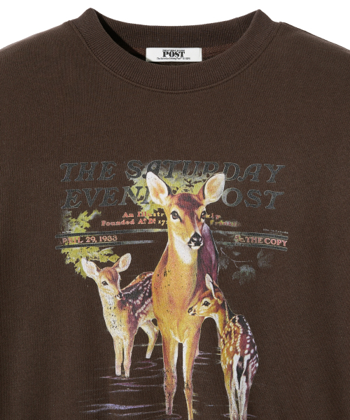 Deer Graphic Sweat Shirt_Brown