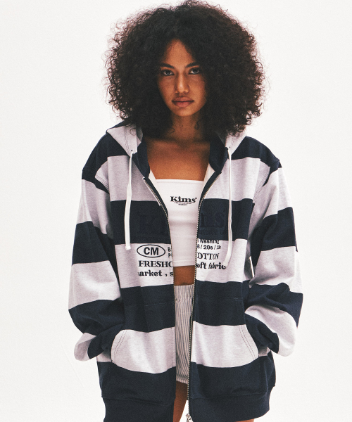 Kims Stripe Zip худи темно-синий