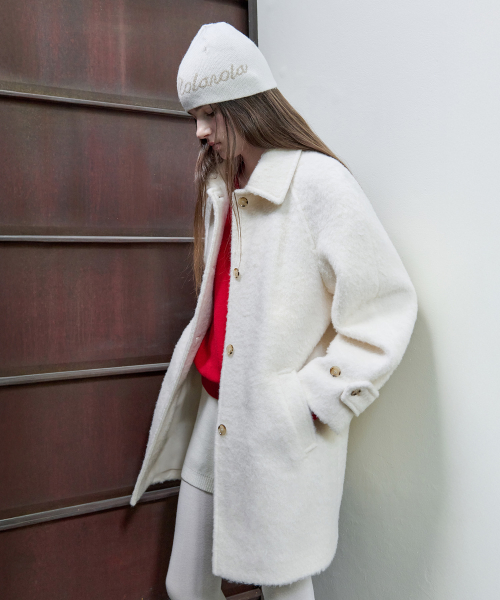 шерстяная HALF BUTTON COAT слоновая кость