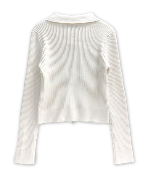 Cross Print рибяный трикотажный кардиган на молнии Ivory