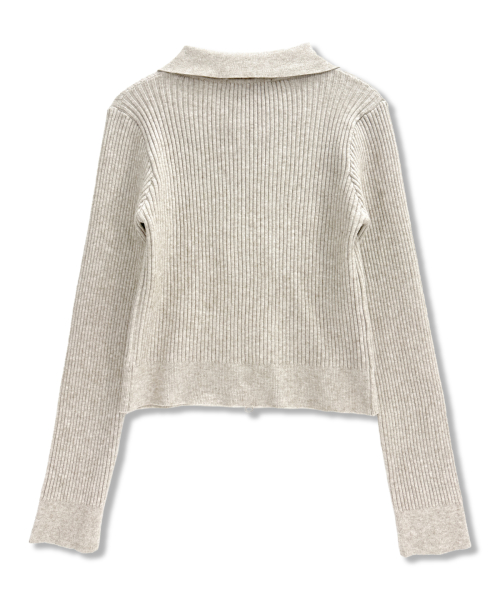 Cross Print рибяный трикотажный кардиган на молнии Beige