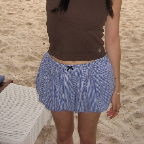 Balloon Check Shorts (SKY BLUE)