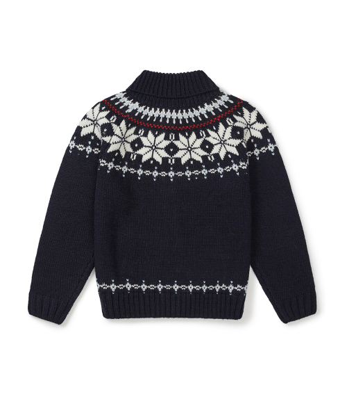 [25FW clove] Nordic Pattern Zip-Up Knit куртка (Dark Navy)