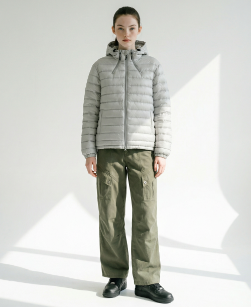 Glossy 3-в-1 лёгкий пуховик-худи Grey