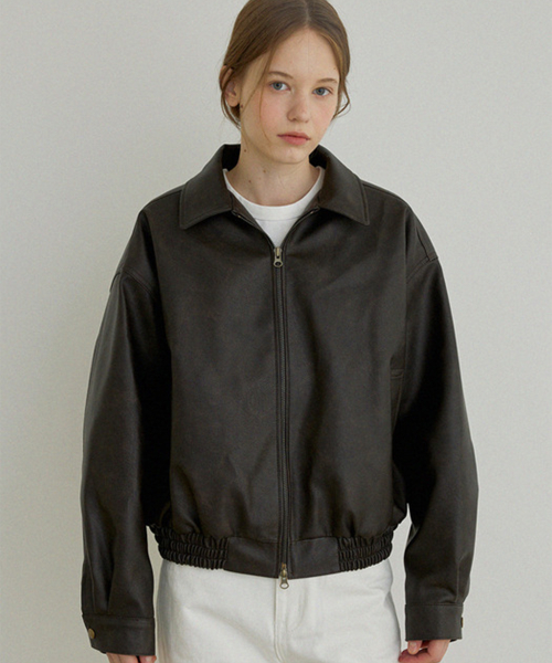 Кожаный бомбер Solid (Brown)