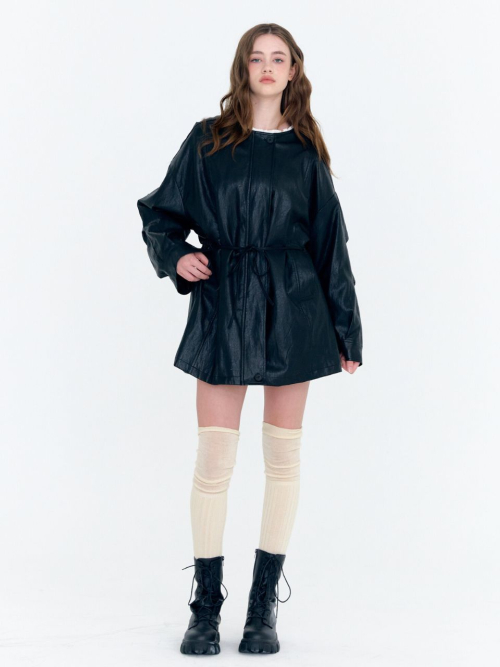 faux leather string overfit куртка