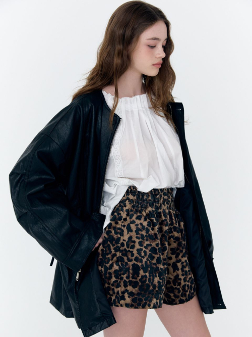 faux leather string overfit куртка