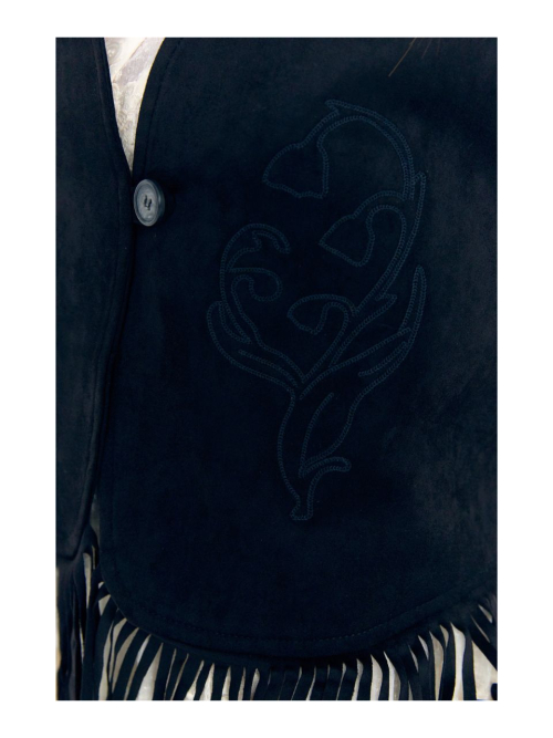 embroidered faux suede vest