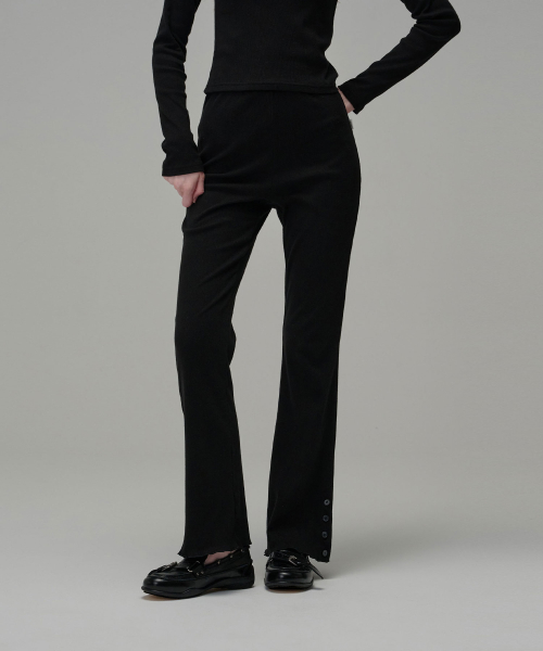 хлопковая Side Button Point Pants_Black