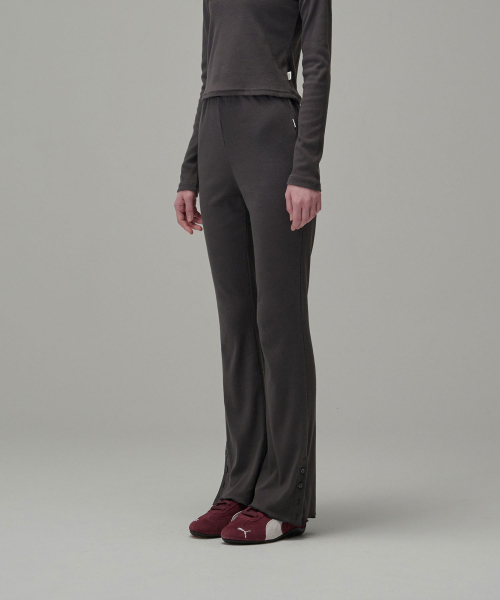 хлопковая Side Button Point Pants_Charcoal
