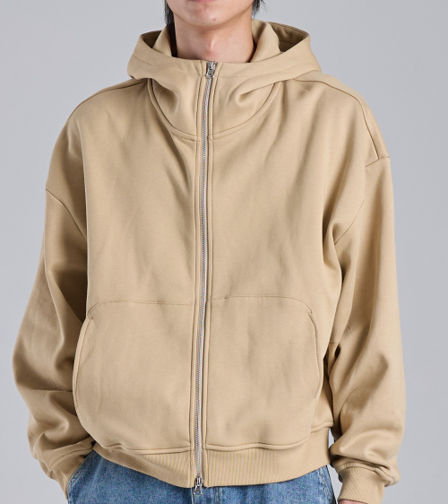 Двусторонняя минималистичная худи на молнии (Beige)