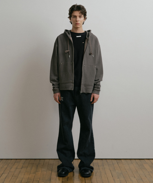 коричневый VINTAGE PIGMENT 2WAY HOOD ZIP-UP