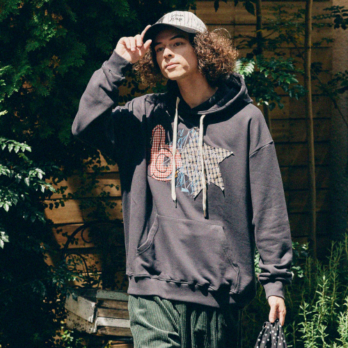 patched hoodie(smoke)