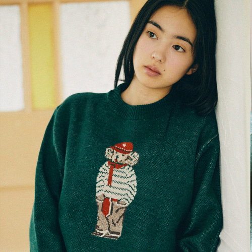 classic animal knit(green)