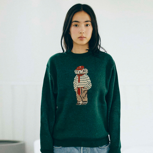 classic animal knit(green)