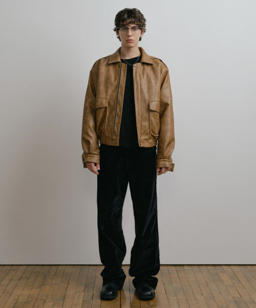 BEIGE VINTAGE FAUX LEATHER A-1 JUMPER (3oz)