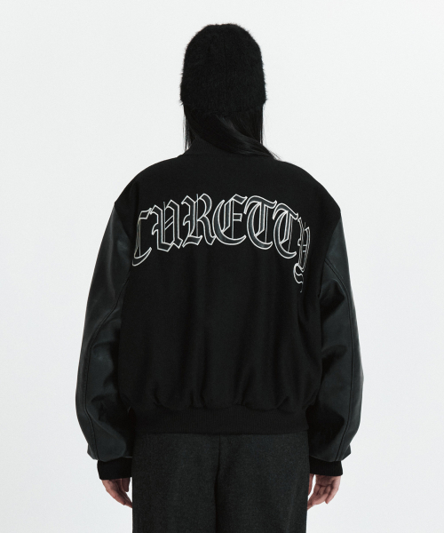 C DOUBLE-TEXTURE C VARSITY JACKET_BLACK