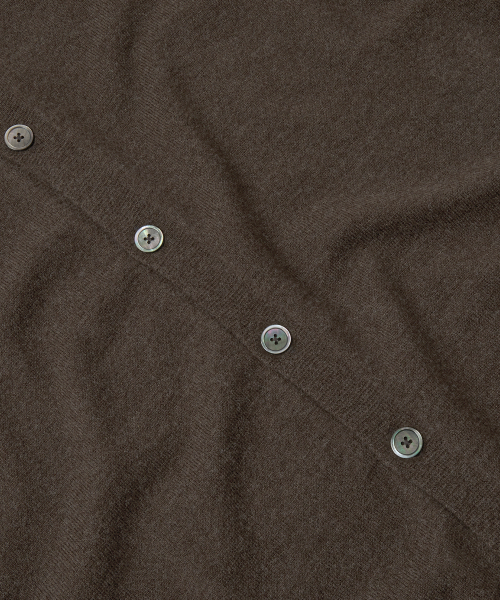 [SUPERIOR] ESSENTIAL SUPERFINE ROUND CARDIGAN [MELANGE BROWN]