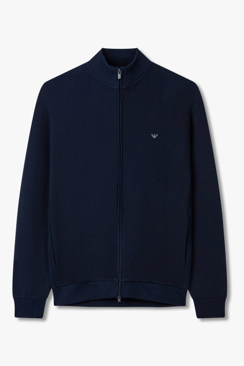 [EMPORIO ARMANI UNDERWEAR] logo patched sweatshirt zipup_blue 0815338004