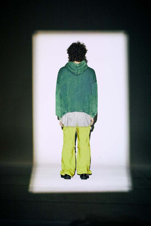 Re : Rework Shirt Layered Camtone Wash Hoodie_GREEN