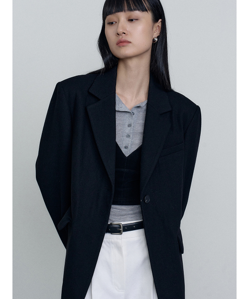 wool jacket black MBEFJK005BK