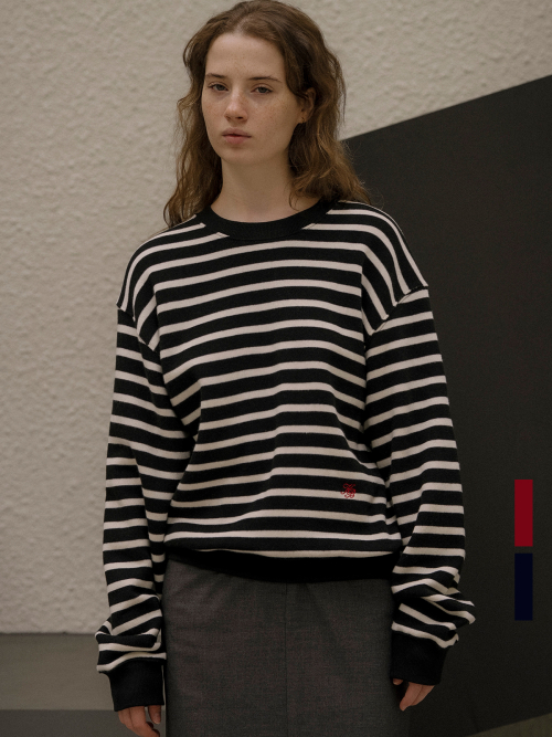 Embroidered napping stripe MTM [KNFW05TS01]_[2color]