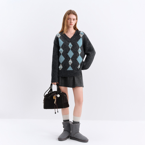 WD_Bow argyle knit top
