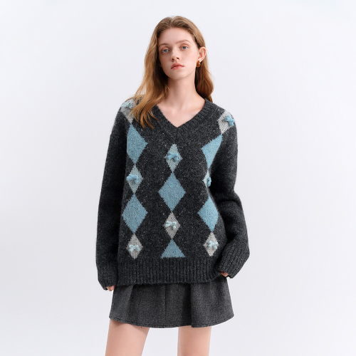 WD_Bow argyle knit top