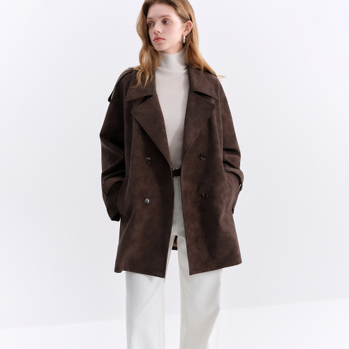 WD_Suede belted half coat