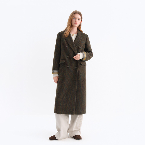 WD_Plaid cuffs double coat_BROWN