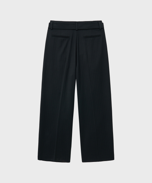 Широкие брюки с ремнем и карманами (Black)