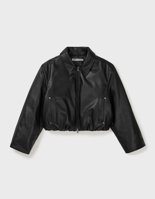 [MMW] LEATHER BOMBER DOWN JACKET (BLACK)