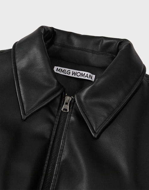[MMW] LEATHER BOMBER DOWN JACKET (BLACK)