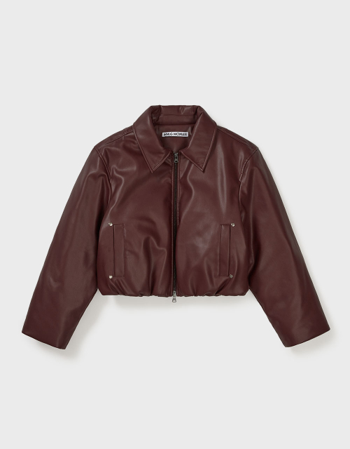 [MMW] LEATHER BOMBER DOWN JACKET (BURGUNDY)