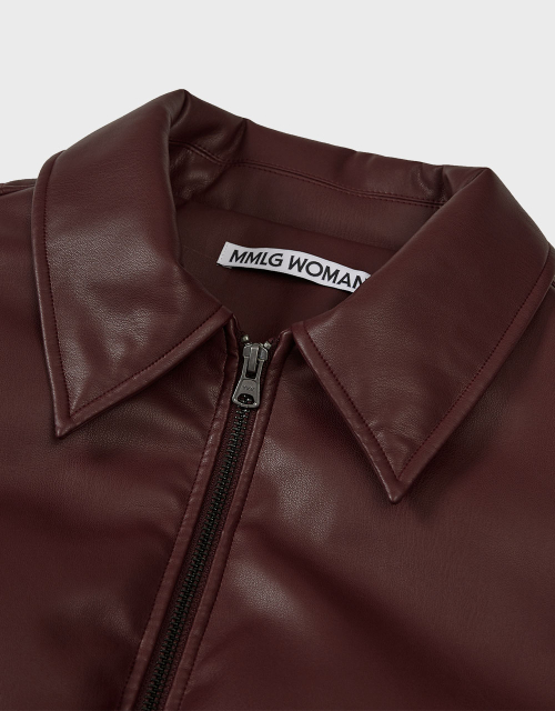 [MMW] LEATHER BOMBER DOWN JACKET (BURGUNDY)