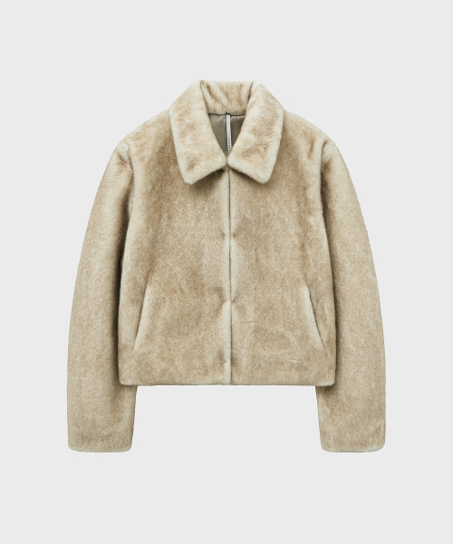 Пушистая двухцветная меховая куртка (Beige)