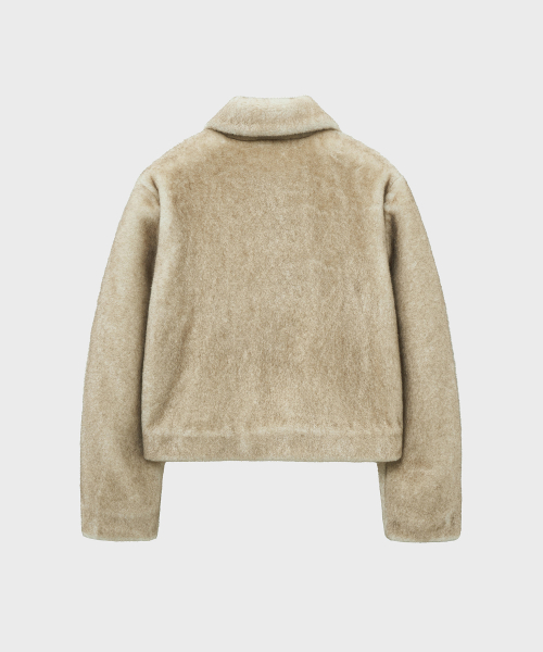 Пушистая двухцветная меховая куртка (Beige)