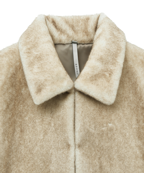 Пушистая двухцветная меховая куртка (Beige)