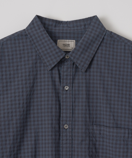 Bold Garment Gingham Check Shirt (Smoky indigo)