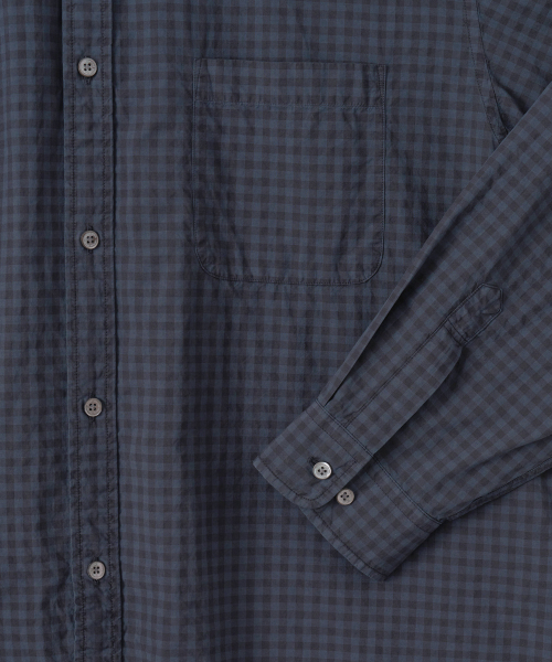 Bold Garment Gingham Check Shirt (Smoky indigo)