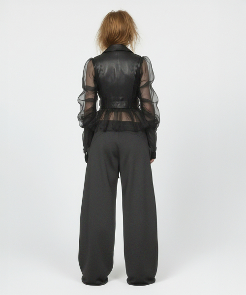 Широкие спортивные штаны с отворотом - Black