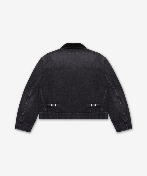 Рваная джинсовка с воротником - Washed Black / S67AM0107M30036962