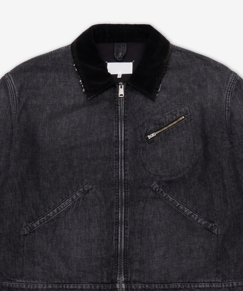 Рваная джинсовка с воротником - Washed Black / S67AM0107M30036962