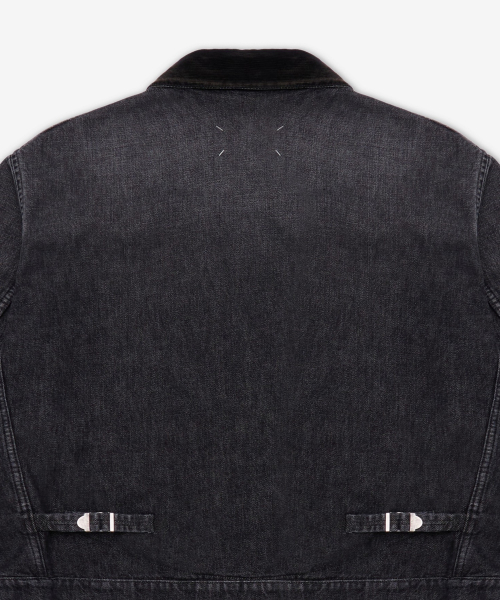 Рваная джинсовка с воротником - Washed Black / S67AM0107M30036962