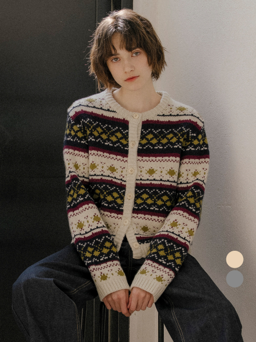 Wool nordic knit cardigan [FRFA03CD02]_2color