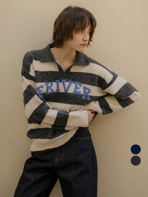 Friver over collar stripe knit [FRFA03NT03]_2color